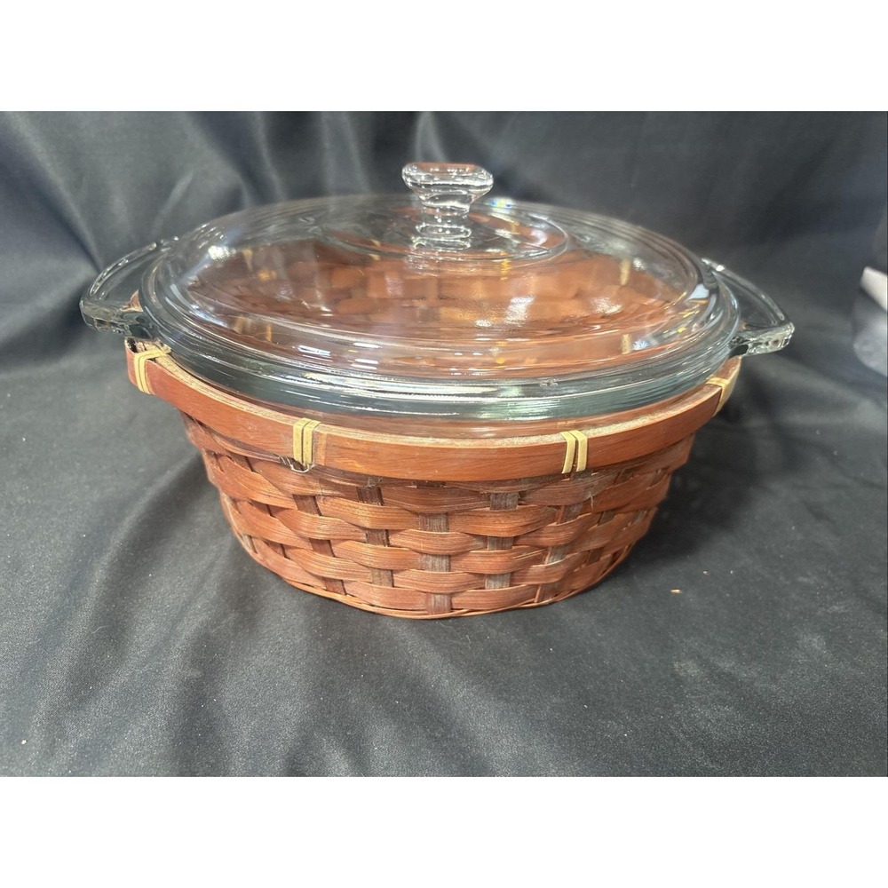 Anchor Hocking Ovenware Clear Round Casserole Dish w/ Lid & Basket, 9 inch, 2 QT